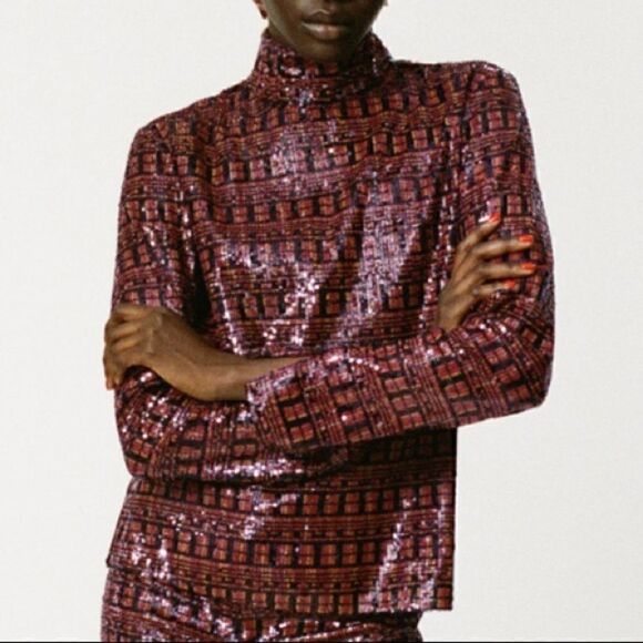 NWT Zara Sequin Top  - Picture 5 of 9